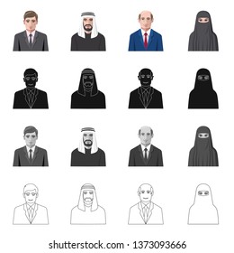 Vector design of hairstyle and profession  icon. Collection of hairstyle and character  vector icon for stock.