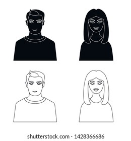 Vector design of hairstyle and profession icon. Collection of hairstyle and character vector icon for stock.
