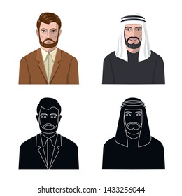Vector design of hairstyle and profession icon. Collection of hairstyle and character vector icon for stock.