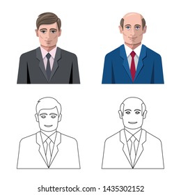 Vector design of hairstyle and profession icon. Collection of hairstyle and character stock symbol for web.