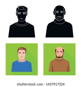 Vector design of hairstyle and profession icon. Set of hairstyle and character vector icon for stock.