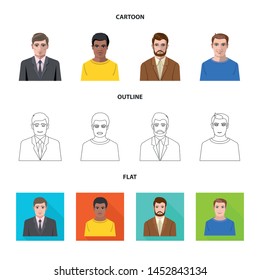 Vector design of hairstyle and profession icon. Set of hairstyle and character vector icon for stock.