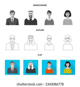Vector design of hairstyle and profession  logo. Set of hairstyle and character  stock vector illustration.