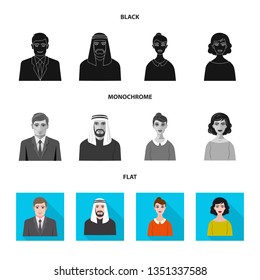 Vector design of hairstyle and profession  logo. Collection of hairstyle and character  stock vector illustration.