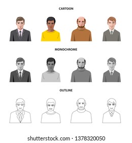 Vector design of hairstyle and profession  logo. Set of hairstyle and character  vector icon for stock.