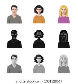 Vector design of hairstyle and profession  logo. Collection of hairstyle and character  vector icon for stock.