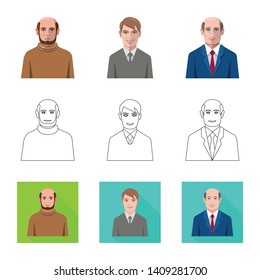 Vector design of hairstyle and profession  logo. Set of hairstyle and character  vector icon for stock.
