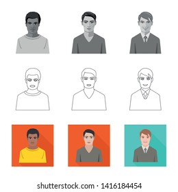 Vector design of hairstyle and profession  logo. Set of hairstyle and character  stock symbol for web.