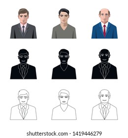 Vector design of hairstyle and profession  logo. Collection of hairstyle and character  stock symbol for web.