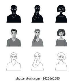 Vector design of hairstyle and profession  logo. Collection of hairstyle and character  stock symbol for web.