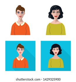 Vector design of hairstyle and profession logo. Collection of hairstyle and character stock vector illustration.