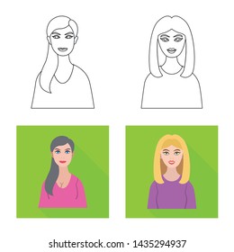 Vector design of hairstyle and profession logo. Set of hairstyle and character stock symbol for web.