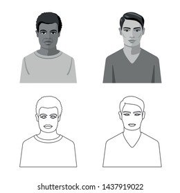 Vector design of hairstyle and profession logo. Set of hairstyle and character stock symbol for web.