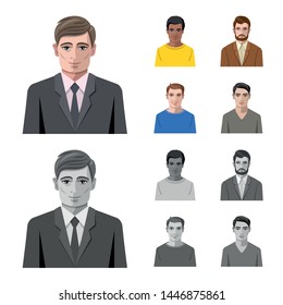 Vector design of hairstyle and profession logo. Set of hairstyle and character stock symbol for web.