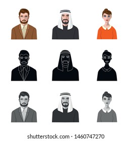 Vector design of hairstyle and profession logo. Set of hairstyle and character stock symbol for web.
