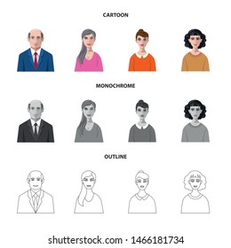 Vector design of hairstyle and profession logo. Collection of hairstyle and character stock symbol for web.