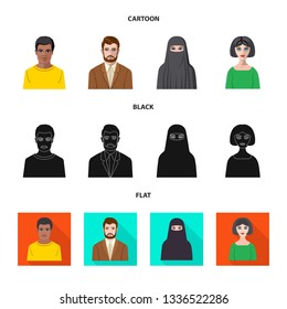 Vector design of hairstyle and profession  sign. Set of hairstyle and character  stock vector illustration.