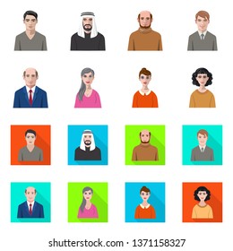 Vector design of hairstyle and profession  sign. Collection of hairstyle and character  stock vector illustration.