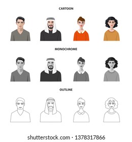 Vector design of hairstyle and profession  sign. Collection of hairstyle and character  vector icon for stock.