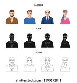Vector design of hairstyle and profession  sign. Set of hairstyle and character  stock symbol for web.