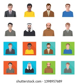 Vector design of hairstyle and profession  sign. Set of hairstyle and character  vector icon for stock.