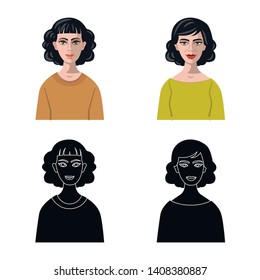 Vector design of hairstyle and profession  sign. Collection of hairstyle and character  vector icon for stock.
