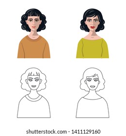 Vector design of hairstyle and profession  sign. Set of hairstyle and character  vector icon for stock.