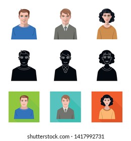 Vector design of hairstyle and profession  sign. Collection of hairstyle and character  stock symbol for web.
