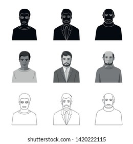 Vector design of hairstyle and profession  sign. Collection of hairstyle and character  stock symbol for web.