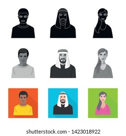 Vector design of hairstyle and profession  sign. Set of hairstyle and character  stock symbol for web.