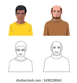 Vector design of hairstyle and profession sign. Set of hairstyle and character vector icon for stock.