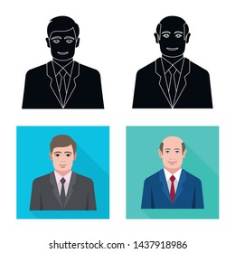 Vector design of hairstyle and profession sign. Collection of hairstyle and character stock symbol for web.