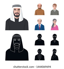 Vector design of hairstyle and profession sign. Set of hairstyle and character stock vector illustration.