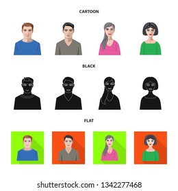 Vector design of hairstyle and profession  symbol. Collection of hairstyle and character  stock vector illustration.