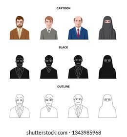 Vector design of hairstyle and profession  symbol. Collection of hairstyle and character  stock symbol for web.