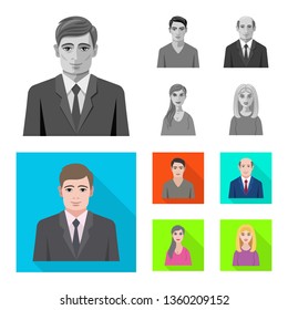 Vector design of hairstyle and profession  symbol. Set of hairstyle and character  stock symbol for web.
