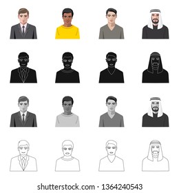 Vector design of hairstyle and profession  symbol. Set of hairstyle and character  vector icon for stock.