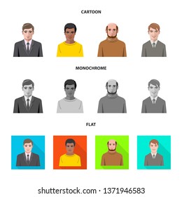 Vector design of hairstyle and profession  symbol. Set of hairstyle and character  stock vector illustration.