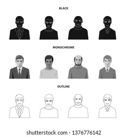 Vector design of hairstyle and profession  symbol. Set of hairstyle and character  stock symbol for web.