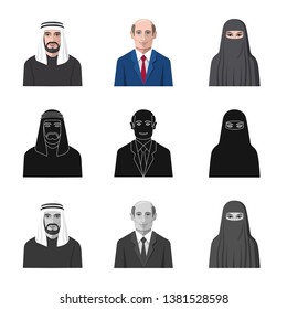 Vector design of hairstyle and profession  symbol. Collection of hairstyle and character  stock vector illustration.