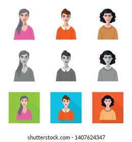 Vector design of hairstyle and profession  symbol. Set of hairstyle and character  stock symbol for web.