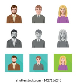 Vector design of hairstyle and profession symbol. Set of hairstyle and character stock vector illustration.