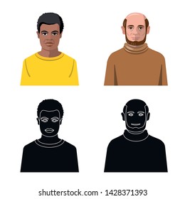 Vector design of hairstyle and profession symbol. Collection of hairstyle and character stock symbol for web.