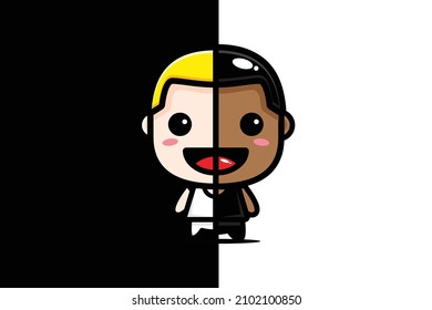 Vector design of half white and half black characters