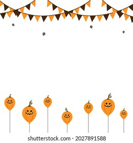 A vector design of Halloween party blank template with balloon pumpkins, skulls and party flags decorating on white background. Happy Halloween. Invitation night party.