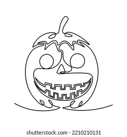 Vector design halloween pumpkin line art, Continuous line, On a white background