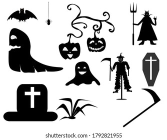 vector design halloween set black and white 