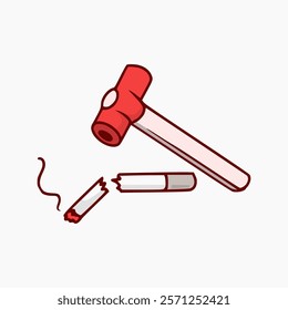 vector design of hammer breaking lit cigarette