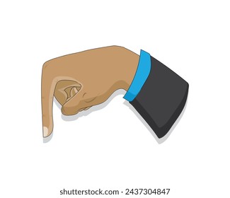 vector design of a hand with a blue and black half-wristed wristband with the index finger pointing downwards