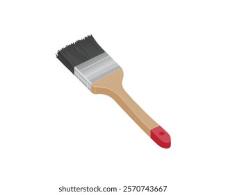 vector design of a hand brush made of wood and aluminum consisting of red, brown and black on the front bristles